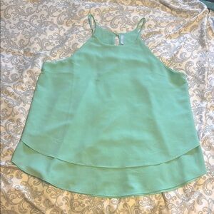 Vanity Asymmetrical Green Sleeveless Camisole